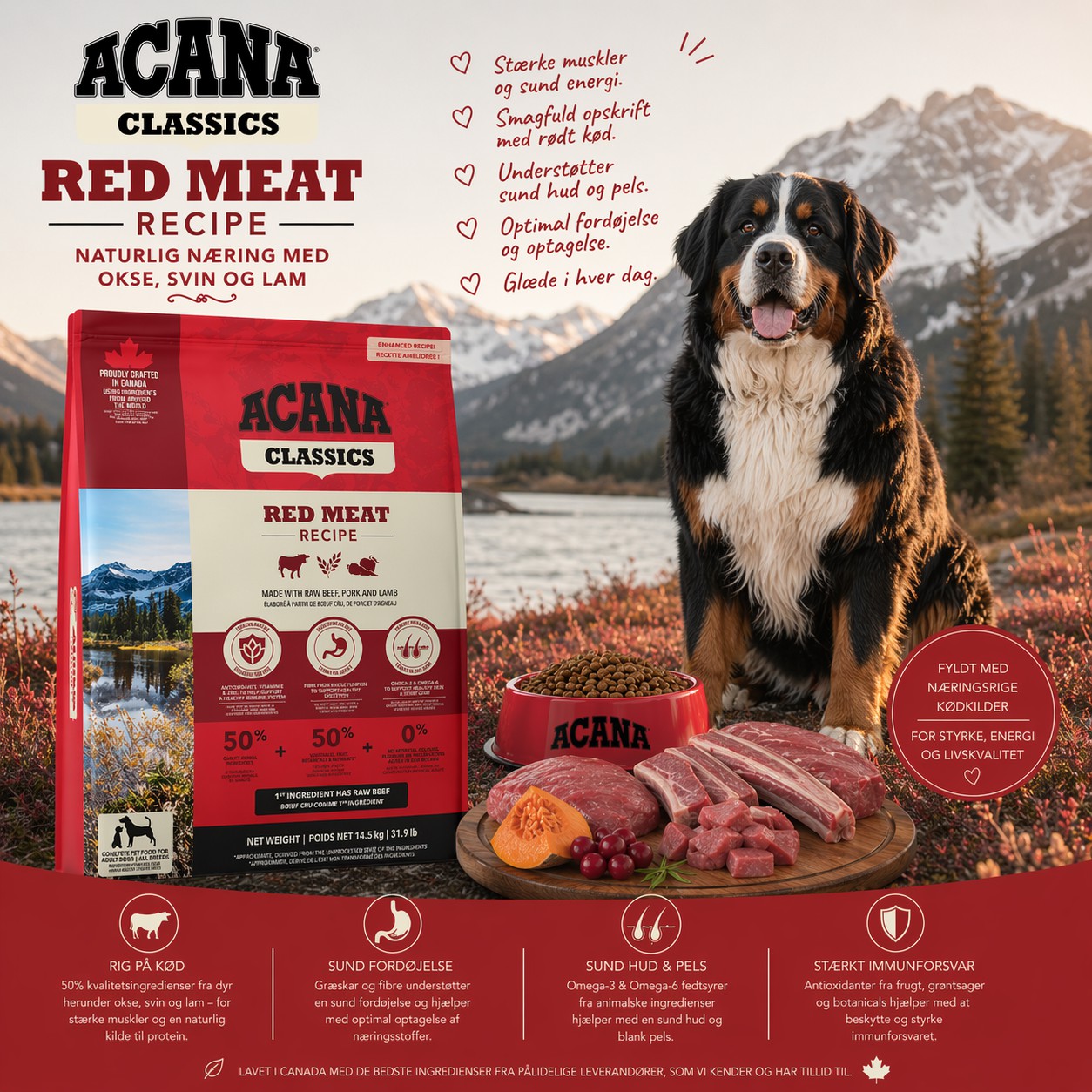 ACANA Classics Red Meat - Naturlig næring med okse, svin og lam